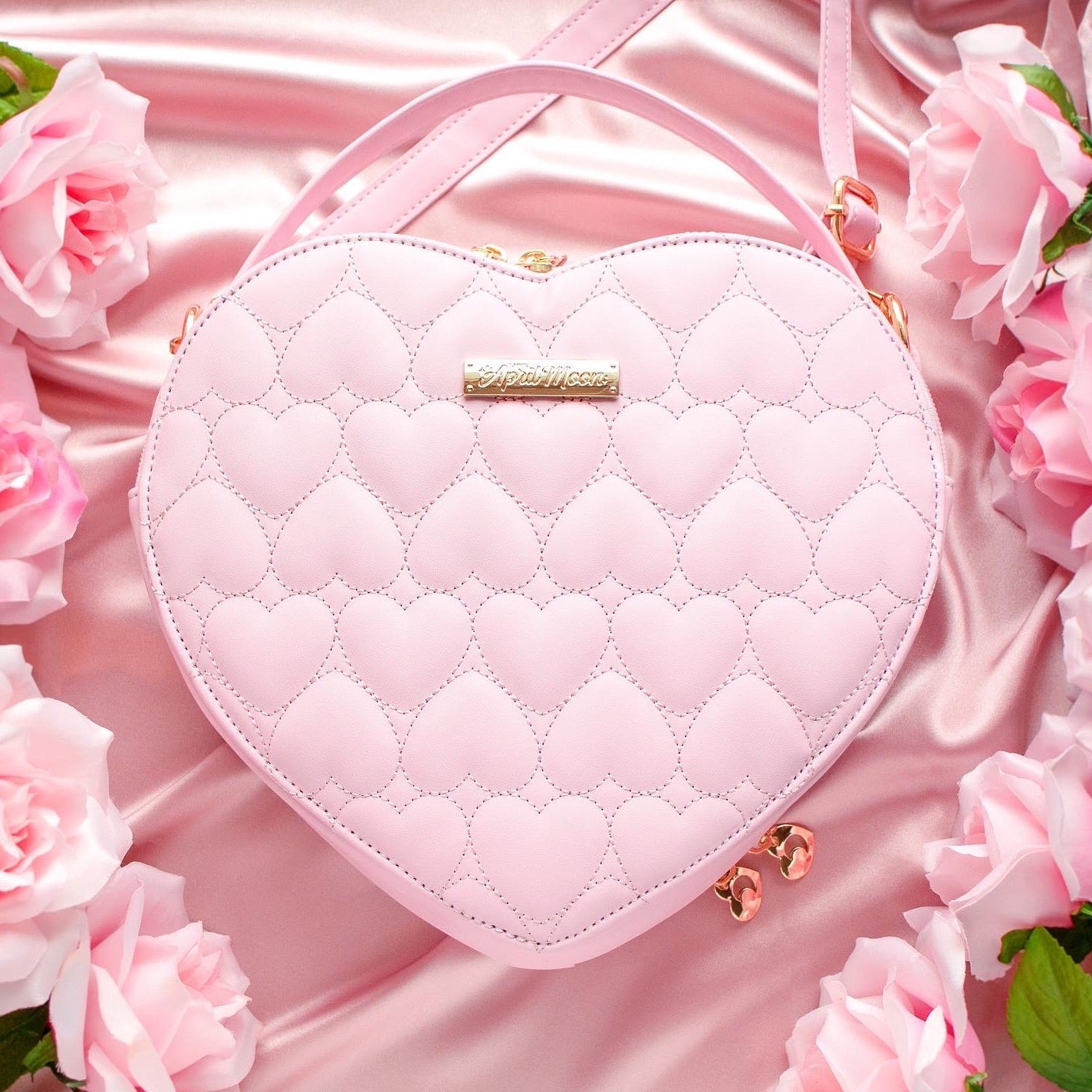 pink heart shaped bag