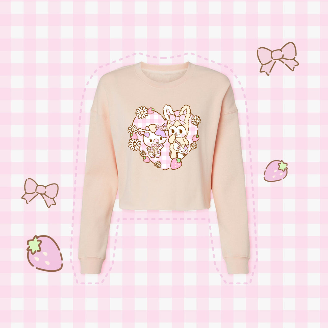 Strawberry Blossom Friends Cropped Sweater