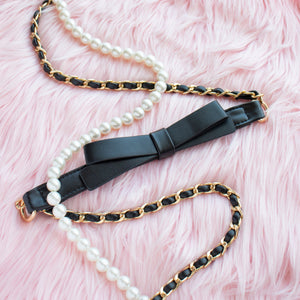 Bow and Pearl Bag Strap Set